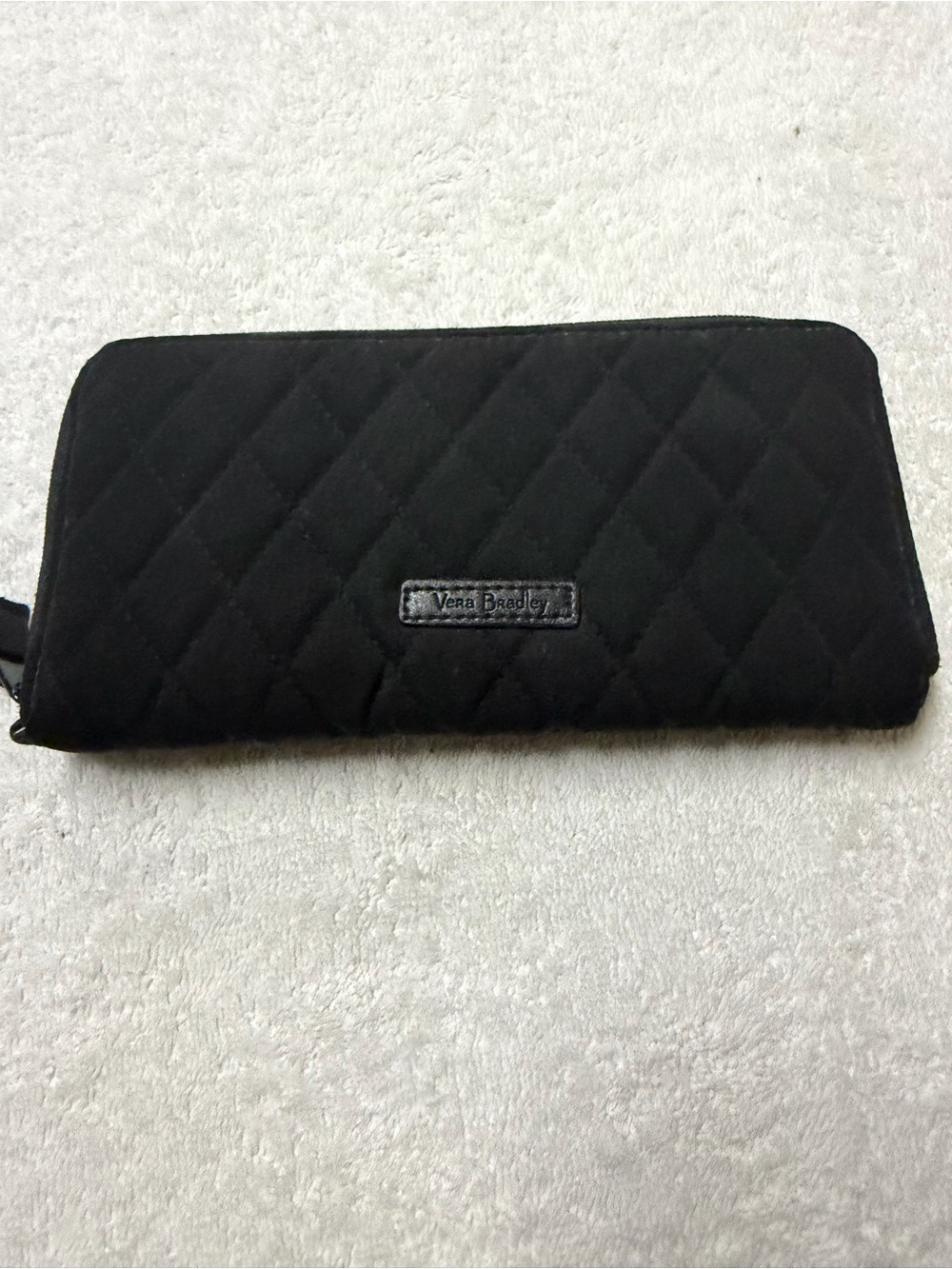 Vera Bradley Black Quilted Continental Zip Wallet Organizer